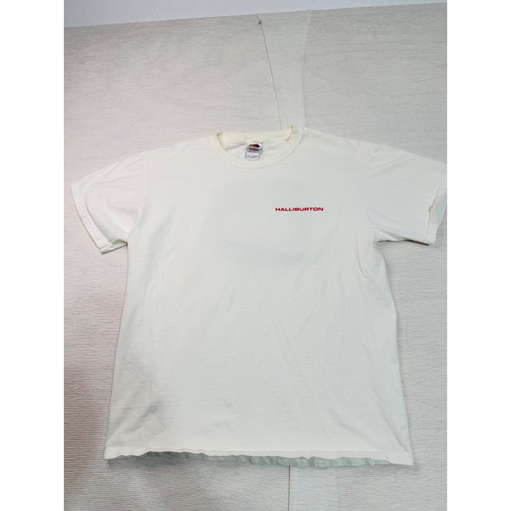 Vintage Y2K Halliburton T Shirt Large Oil Gas Workwear Go Further Faster Tee